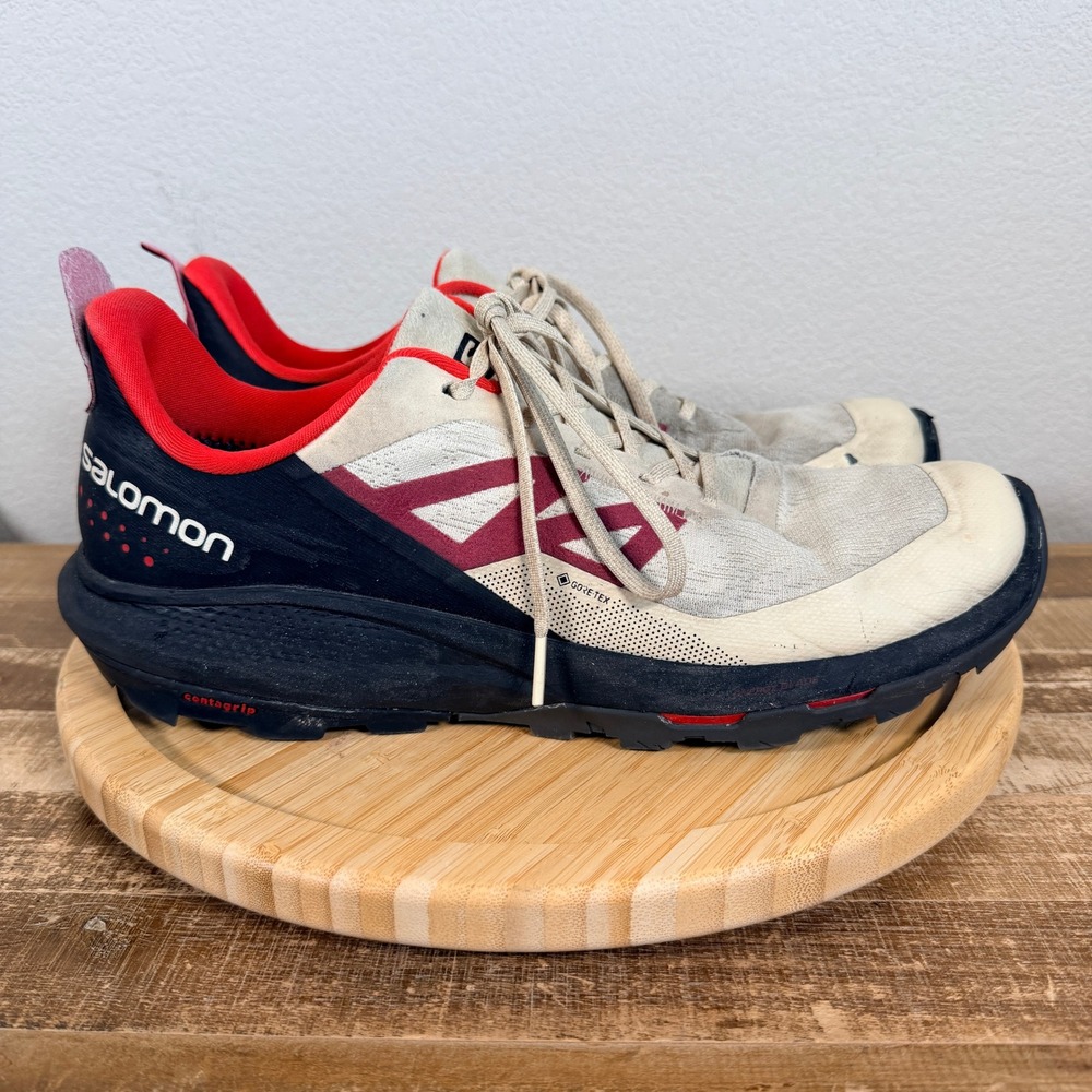 Salomon Outpulse GoreTex Shoes Mens 12.5 Bleached Sand Black Poppy Red 415881